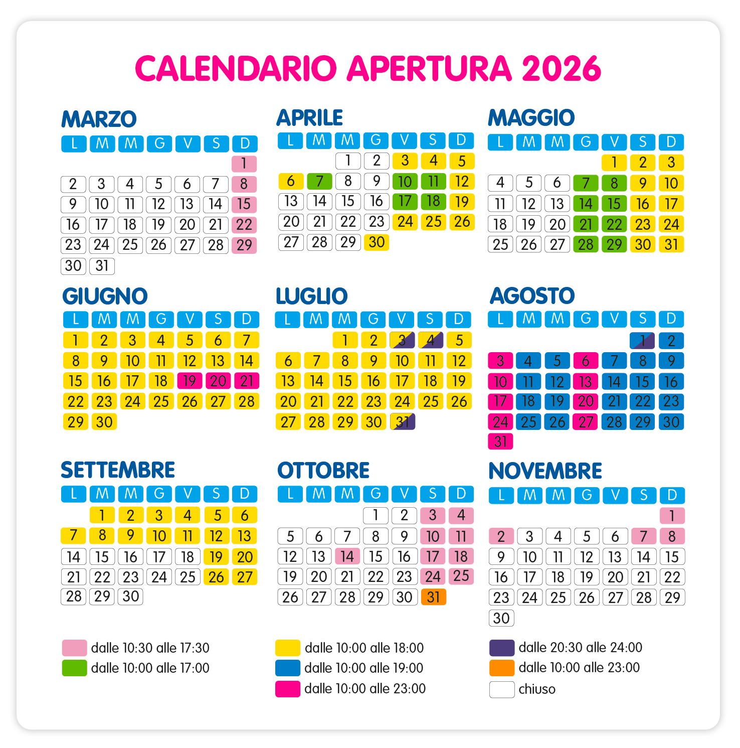 Fiabilandia 2026 Opening Calendar Rimini